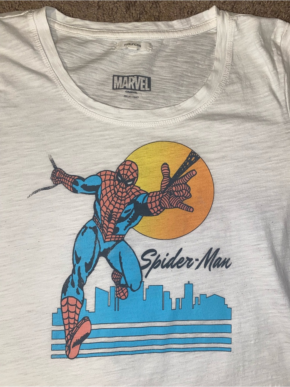 Marvel Women’s Small Spider-Man Vintage Comic Book Logo Graphic Tee Shirt